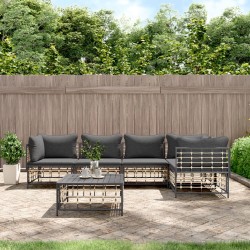 vidaXL Juego de muebles de jardín 6 pzas cojines antracita ratán PE