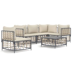 vidaXL Juego de muebles de jardín 6 pzas cojines antracita ratán PE