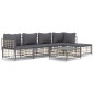 vidaXL Juego de muebles de jardín 6 pzas cojines antracita ratán PE vidaXL Juego de muebles de jardín 6 pzas cojines antracita ratán PE