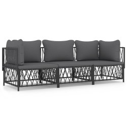 vidaXL Juego muebles de jardín 3 pzas y cojines acero gris antracita