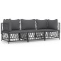 vidaXL Juego muebles de jardín 3 pzas y cojines acero gris antracita