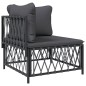 vidaXL Juego muebles de jardín 3 pzas y cojines acero gris antracita