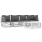 vidaXL Juego de muebles de jardín 5 piezas y cojines acero blanco vidaXL Juego de muebles de jardín 5 piezas y cojines acero blanco