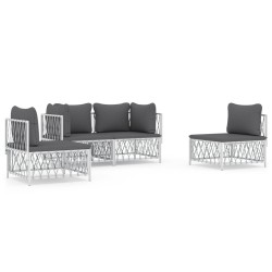vidaXL Juego de muebles de jardín 4 piezas y cojines acero blanco