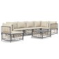 vidaXL Set muebles de jardín 7 pzas y cojines ratán PE gris antracita vidaXL Set muebles de jardín 7 pzas y cojines ratán PE gris antracita