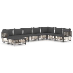 vidaXL Juego de muebles de jardín 8 pzas y cojines ratán PE antracita