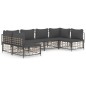 vidaXL Juego de muebles de jardín 6 pzas cojines antracita ratán PE vidaXL Juego de muebles de jardín 6 pzas cojines antracita ratán PE