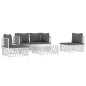 vidaXL Juego de muebles de jardín 5 piezas y cojines acero blanco vidaXL Juego de muebles de jardín 5 piezas y cojines acero blanco