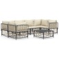 vidaXL Set muebles de jardín 7 pzas y cojines ratán PE gris antracita vidaXL Set muebles de jardín 7 pzas y cojines ratán PE gris antracita