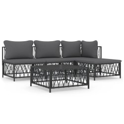 vidaXL Juego muebles de jardín 5 pzas y cojines acero gris antracita