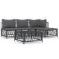 vidaXL Juego muebles de jardín 5 pzas y cojines acero gris antracita vidaXL Juego muebles de jardín 5 pzas y cojines acero gris antracita