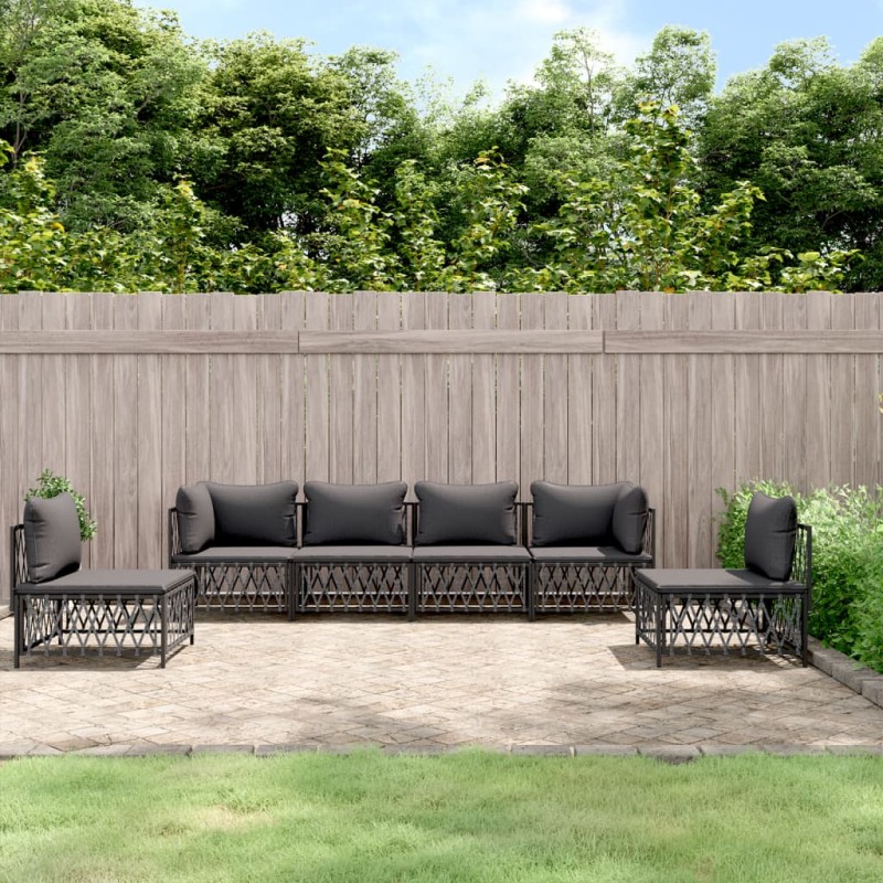 vidaXL Juego muebles de jardín 6 pzas y cojines acero gris antracita