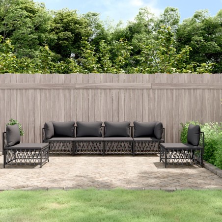 vidaXL Juego muebles de jardín 6 pzas y cojines acero gris antracita