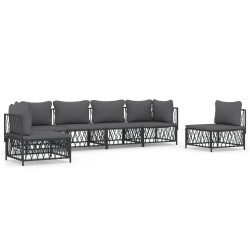 vidaXL Juego muebles de jardín 6 pzas y cojines acero gris antracita