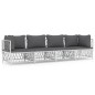 vidaXL Juego de muebles de jardín 4 piezas y cojines acero blanco vidaXL Juego de muebles de jardín 4 piezas y cojines acero blanco