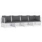 vidaXL Juego de muebles de jardín 4 piezas y cojines acero blanco vidaXL Juego de muebles de jardín 4 piezas y cojines acero blanco