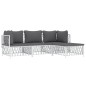 vidaXL Juego de muebles de jardín 4 piezas y cojines acero blanco