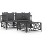 vidaXL Juego muebles de jardín 3 pzas y cojines acero gris antracita vidaXL Juego muebles de jardín 3 pzas y cojines acero gris antracita
