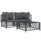 vidaXL Juego muebles de jardín 3 pzas y cojines acero gris antracita vidaXL Juego muebles de jardín 3 pzas y cojines acero gris antracita