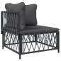 vidaXL Juego muebles de jardín 3 pzas y cojines acero gris antracita vidaXL Juego muebles de jardín 3 pzas y cojines acero gris antracita