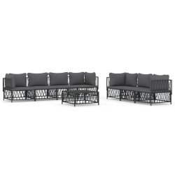 vidaXL Juego muebles de jardín 8 pzas y cojines acero gris antracita