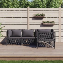 vidaXL Juego muebles de jardín 4 pzas y cojines acero gris antracita