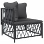 vidaXL Juego muebles de jardín 4 pzas y cojines acero gris antracita vidaXL Juego muebles de jardín 4 pzas y cojines acero gris antracita