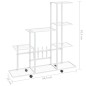 vidaXL Soporte de flores con rueda de metal blanco 94,5x25x92,5 cm vidaXL Soporte de flores con rueda de metal blanco 94,5x25x92,5 cm