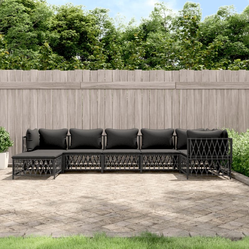 vidaXL Juego de muebles de jardín 7 pzas con cojines acero antracita