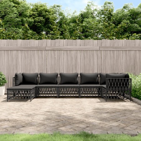 vidaXL Juego de muebles de jardín 7 pzas con cojines acero antracita