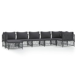vidaXL Juego de muebles de jardín 7 pzas con cojines acero antracita