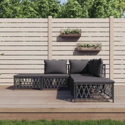 vidaXL Juego de muebles de jardín 5 pzas con cojines acero antracita
