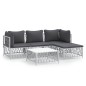 vidaXL Juego de muebles de jardín 5 piezas y cojines acero blanco vidaXL Juego de muebles de jardín 5 piezas y cojines acero blanco