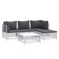 vidaXL Juego de muebles de jardín 5 piezas y cojines acero blanco vidaXL Juego de muebles de jardín 5 piezas y cojines acero blanco
