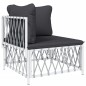 vidaXL Juego de muebles de jardín 5 piezas y cojines acero blanco vidaXL Juego de muebles de jardín 5 piezas y cojines acero blanco