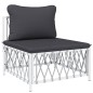 vidaXL Juego de muebles de jardín 5 piezas y cojines acero blanco vidaXL Juego de muebles de jardín 5 piezas y cojines acero blanco