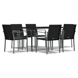 vidaXL Juego comedor jardín 7 piezas y cojines ratán sintético y acero