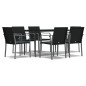vidaXL Juego comedor jardín 7 piezas y cojines ratán sintético y acero