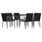 vidaXL Juego comedor jardín 7 piezas y cojines ratán sintético y acero