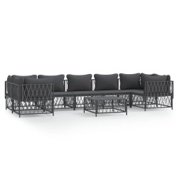 vidaXL Juego muebles de jardín 8 pzas y cojines acero gris antracita