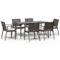 vidaXL Juego comedor jardín 7 piezas y cojines ratán sintético y acero