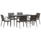 vidaXL Juego comedor jardín 7 piezas y cojines ratán sintético y acero