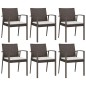 vidaXL Juego comedor jardín 7 piezas y cojines ratán sintético y acero