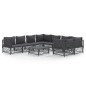 vidaXL Juego muebles de jardín 9 pzas y cojines acero gris antracita vidaXL Juego muebles de jardín 9 pzas y cojines acero gris antracita