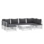 vidaXL Juego de muebles de jardín 7 piezas acero con cojines blanco vidaXL Juego de muebles de jardín 7 piezas acero con cojines blanco