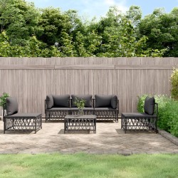 vidaXL Juego muebles de jardín 6 pzas y cojines acero gris antracita