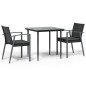 vidaXL Juego comedor jardín 3 piezas y cojines ratán sintético y acero vidaXL Juego comedor jardín 3 piezas y cojines ratán sintético y acero