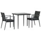 vidaXL Juego comedor jardín 3 piezas y cojines ratán sintético y acero vidaXL Juego comedor jardín 3 piezas y cojines ratán sintético y acero