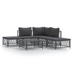 vidaXL Juego de muebles de jardín 6 pzas con cojines acero antracita
