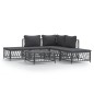 vidaXL Juego de muebles de jardín 6 pzas con cojines acero antracita vidaXL Juego de muebles de jardín 6 pzas con cojines acero antracita